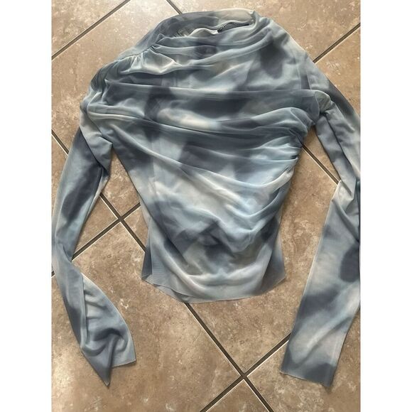 Zara L Printed Tissue Stretch Blouse Top - Picture 1 of 8
